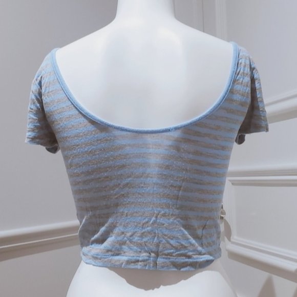 Ballerina Striped Short Sleeved Crop Top- Super Soft- Size S- F21 - Picture 1 of 3